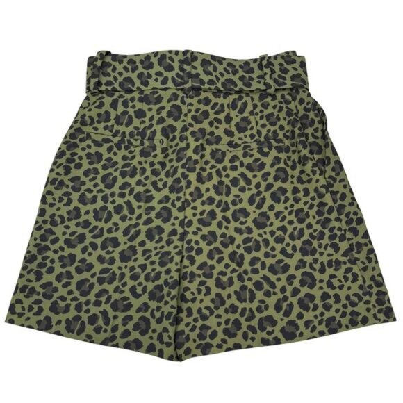 ZARA High Waisted Animal Leopard Print Belted Short Sz XS Green Black Brown - Picture 8 of 8